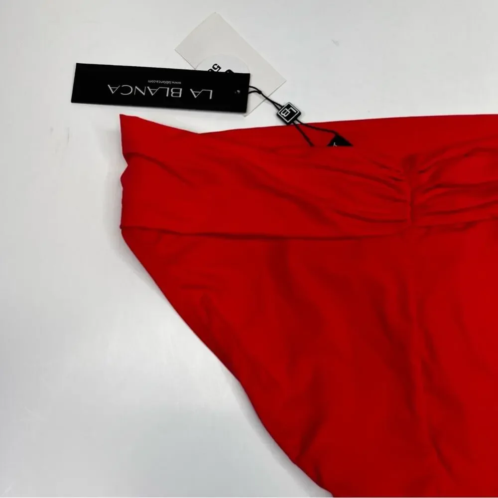 La Blanca Shirred Band Hipster Island Goddess Swim bottoms guava - 16